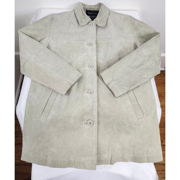 Genuine Leather Sage Green Suede Chore Coat Spring Jacket Coastal Cowgirl Boho - Picture 2 of 16